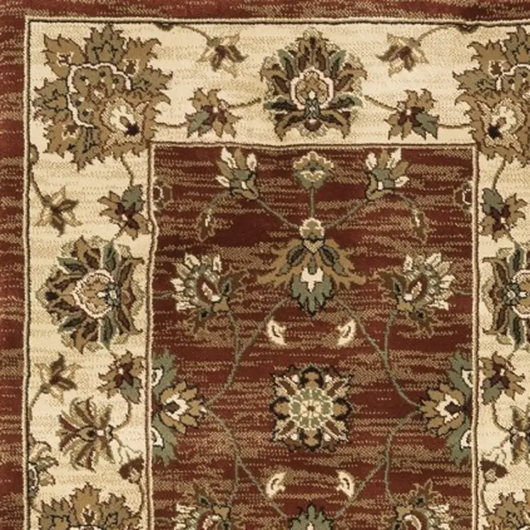 8' Red And Ivory Floral Runner Rug