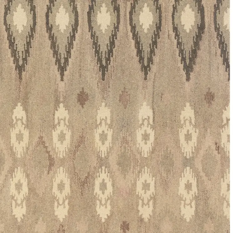 5' X 8' Beige And Ivory Wool Abstract Hand Tufted Area Rug