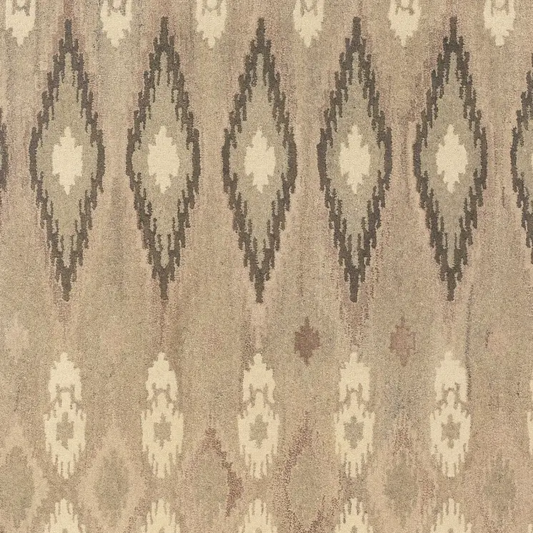 5' X 8' Beige And Ivory Wool Abstract Hand Tufted Area Rug