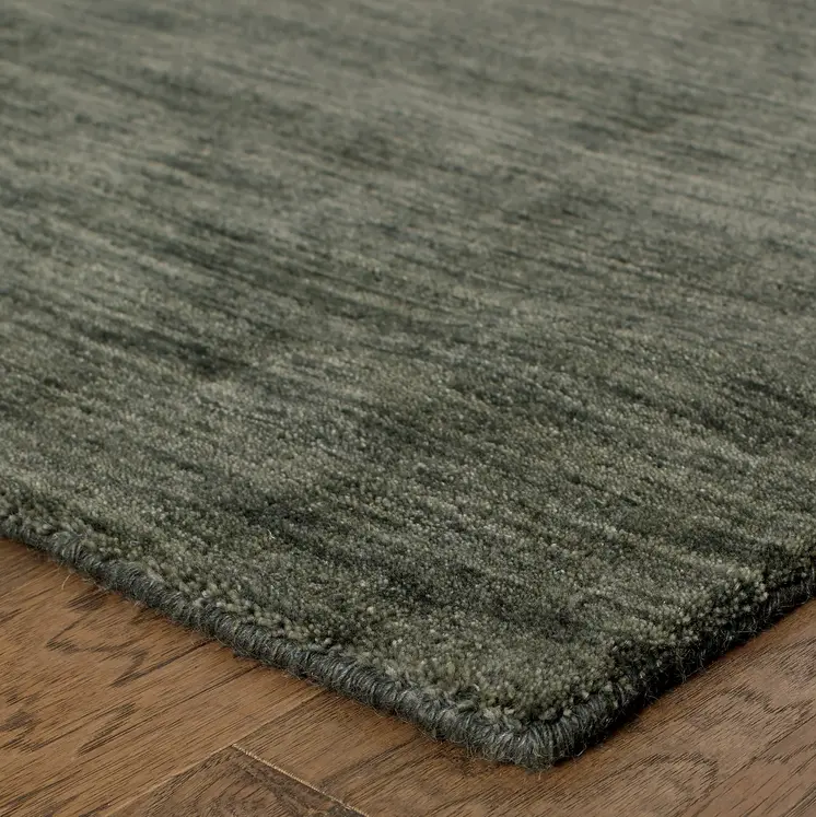 8' Charcoal Wool Hand Tufted Runner Rug