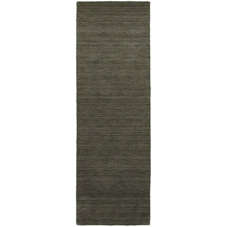 8' Charcoal Wool Hand Tufted Runner Rug