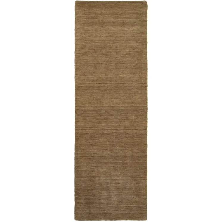 8' Tan Wool Hand Tufted Runner Rug