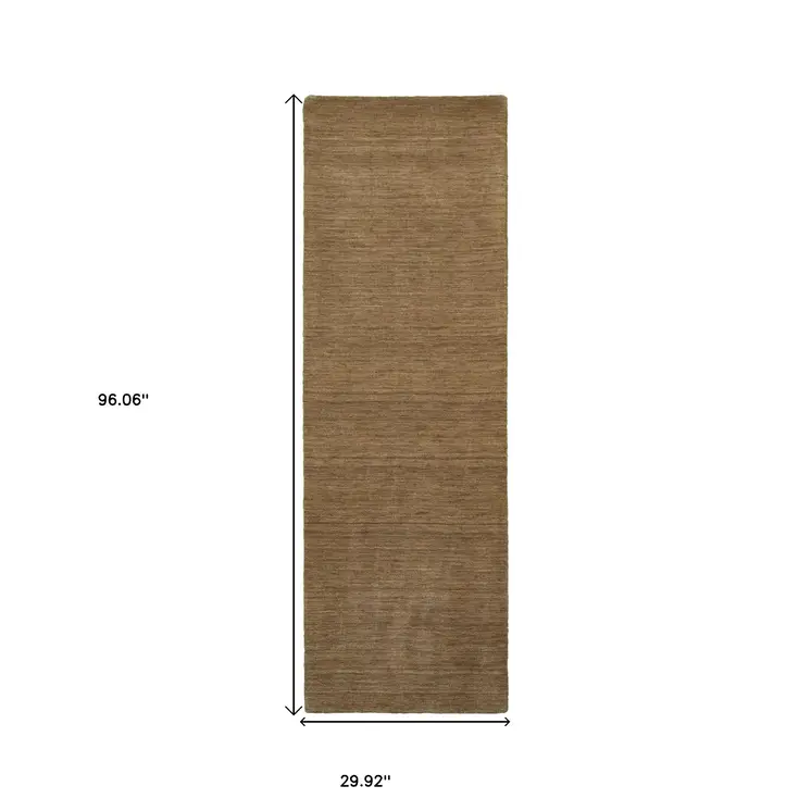 8' Tan Wool Hand Tufted Runner Rug