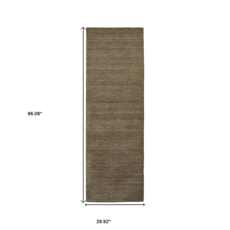8' Gray Wool Hand Tufted Runner Rug