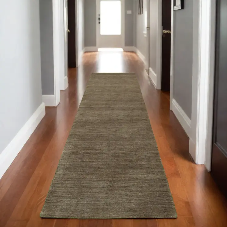 8' Gray Wool Hand Tufted Runner Rug