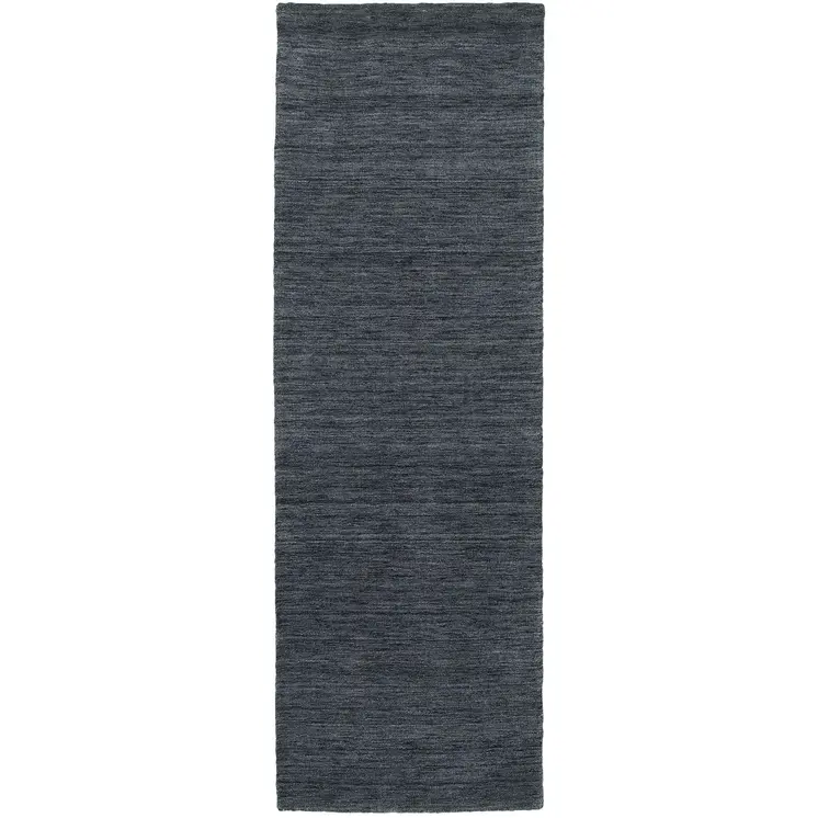 8' Navy Blue Wool Hand Tufted Runner Rug