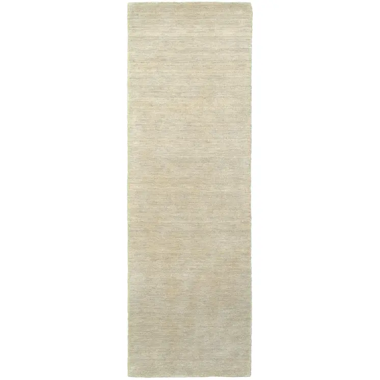 8' Beige Wool Hand Tufted Runner Rug