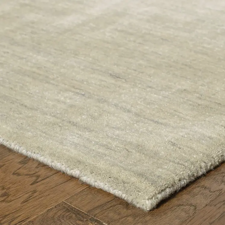 8' Beige Wool Hand Tufted Runner Rug