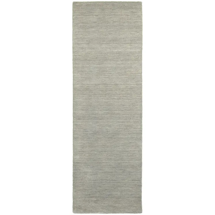 8' Gray Wool Hand Tufted Runner Rug