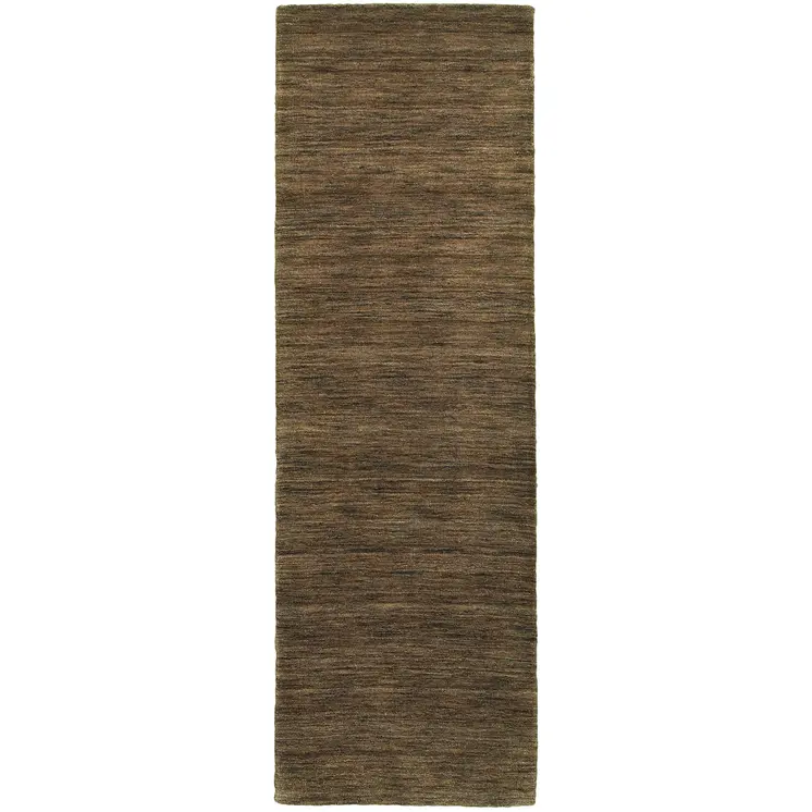 8' Brown Wool Hand Tufted Runner Rug