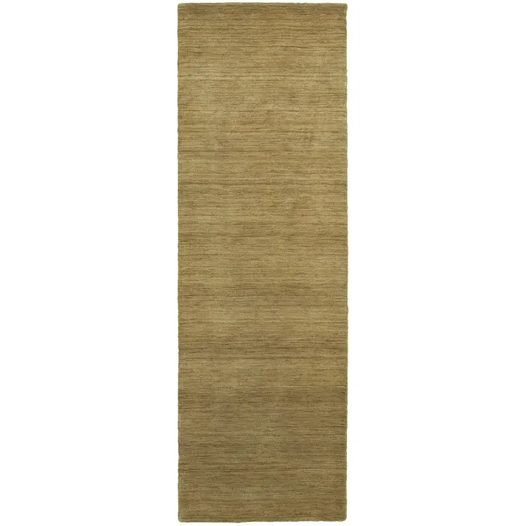 8' Gold Wool Hand Tufted Runner Rug