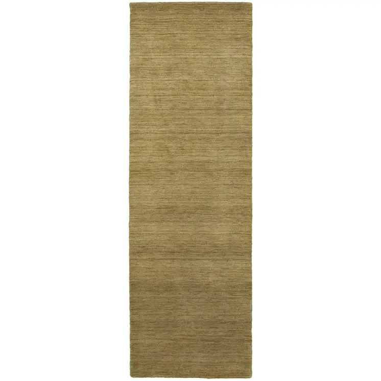 8' Gold Wool Hand Tufted Runner Rug