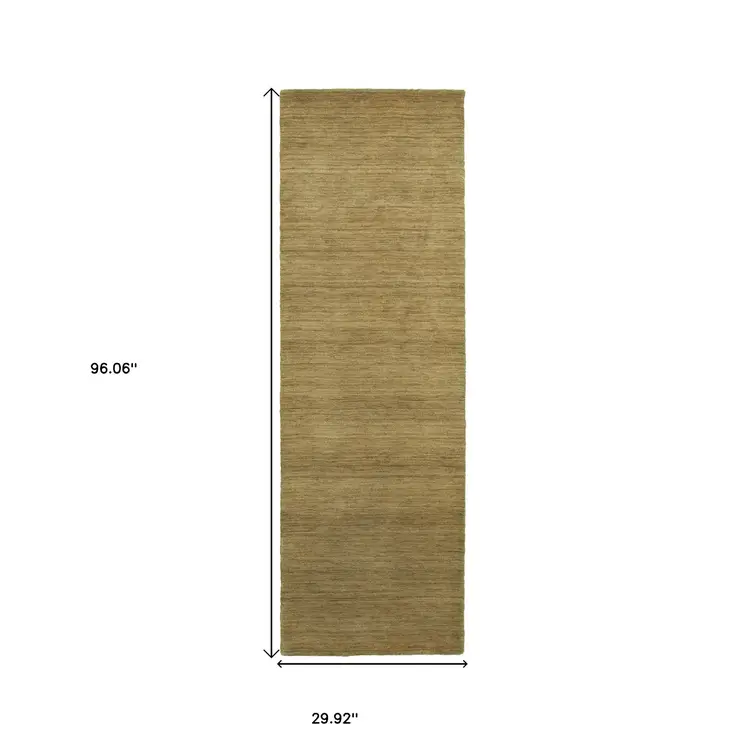 8' Gold Wool Hand Tufted Runner Rug