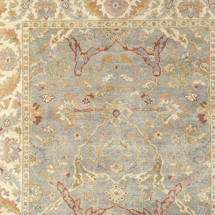 8' X 10' Gray And Beige Wool Oriental Hand Knotted Area Rug