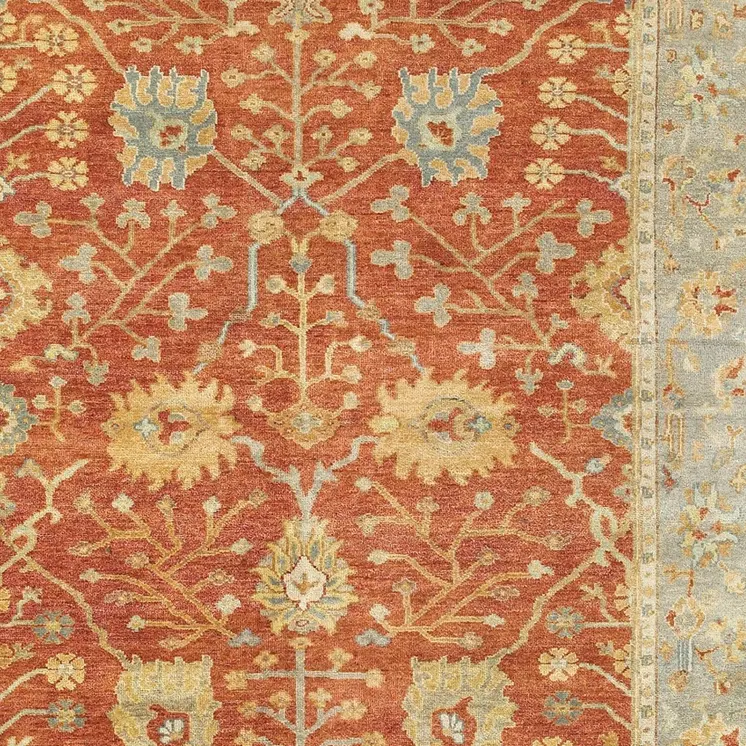 8' X 10' Red And Gray Wool Oriental Hand Knotted Area Rug