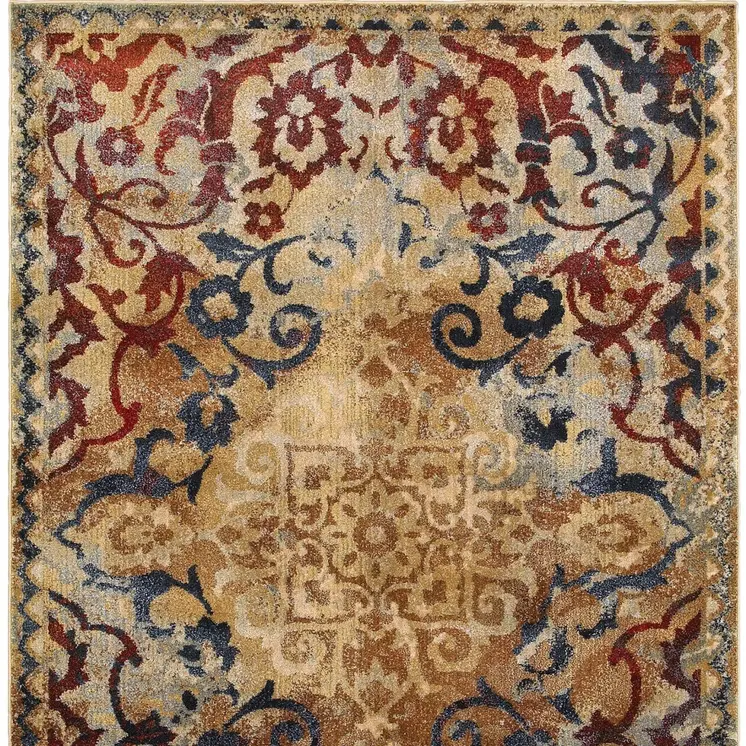 8' X 11' Gold And Red Oriental Area Rug