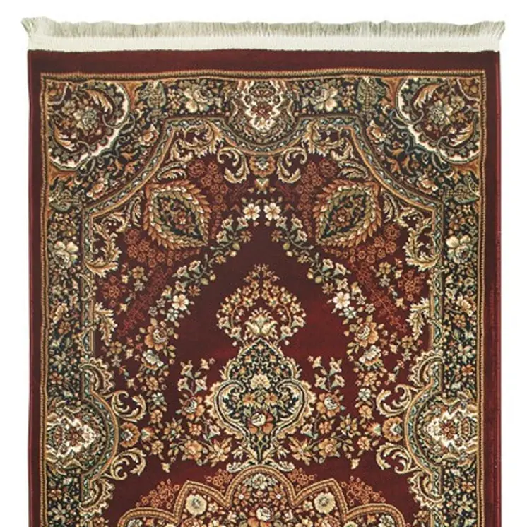 10' Red Light Brown And Ivory Medallion Runner Rug With Fringe
