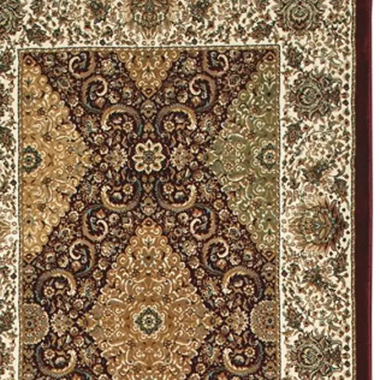 10' Red Light Brown And Ivory Oriental Runner Rug With Fringe