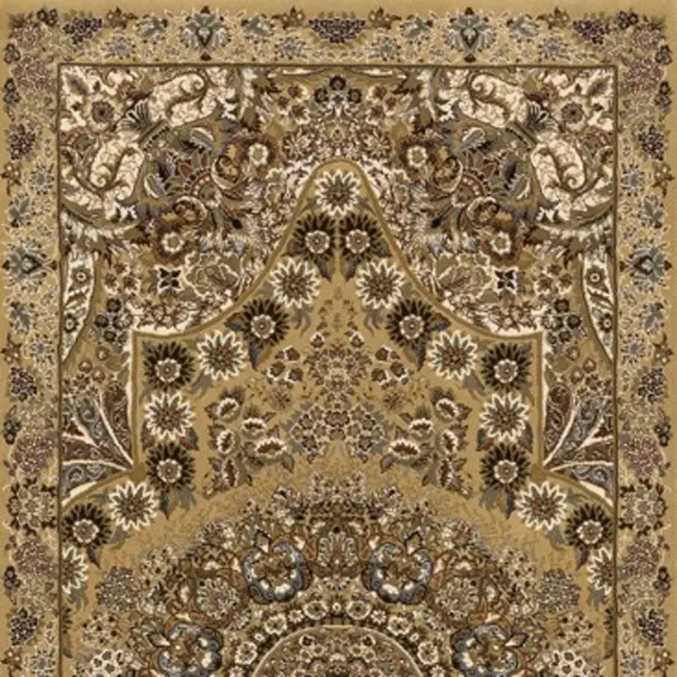 10' Gold And Ivory Medallion Runner Rug With Fringe