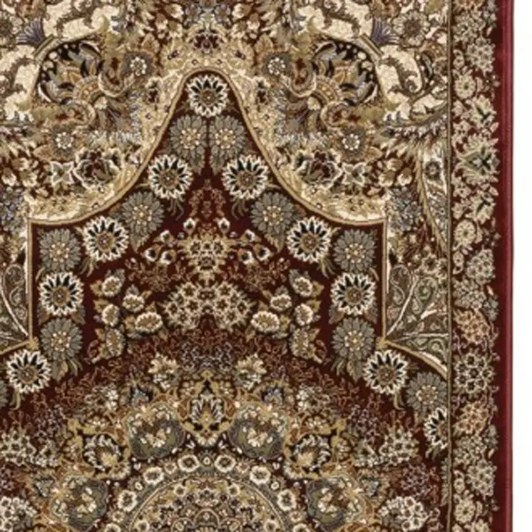 10' Red And Gold Medallion Runner Rug With Fringe