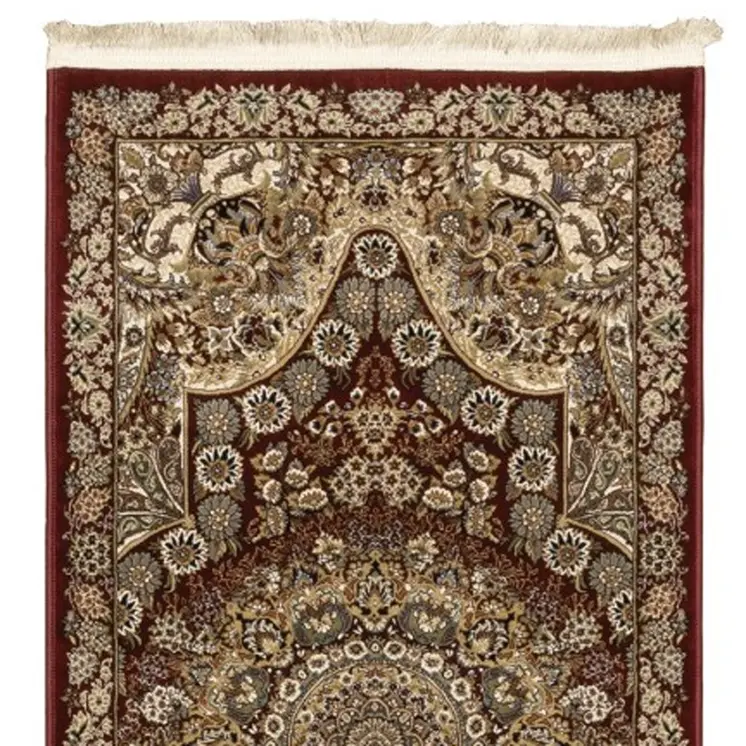 10' Red And Gold Medallion Runner Rug With Fringe