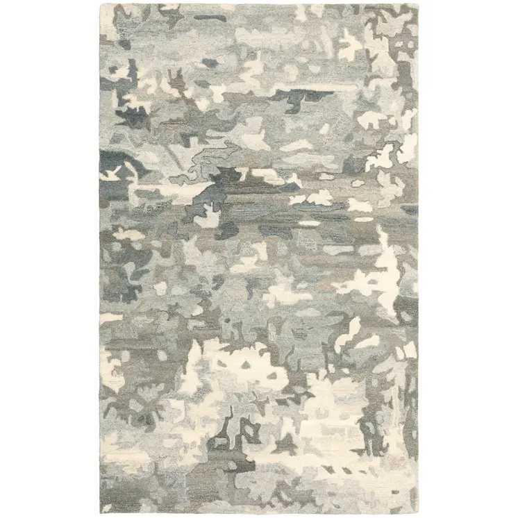 5' X 8' Gray And Charcoal Wool Abstract Hand Tufted Area Rug
