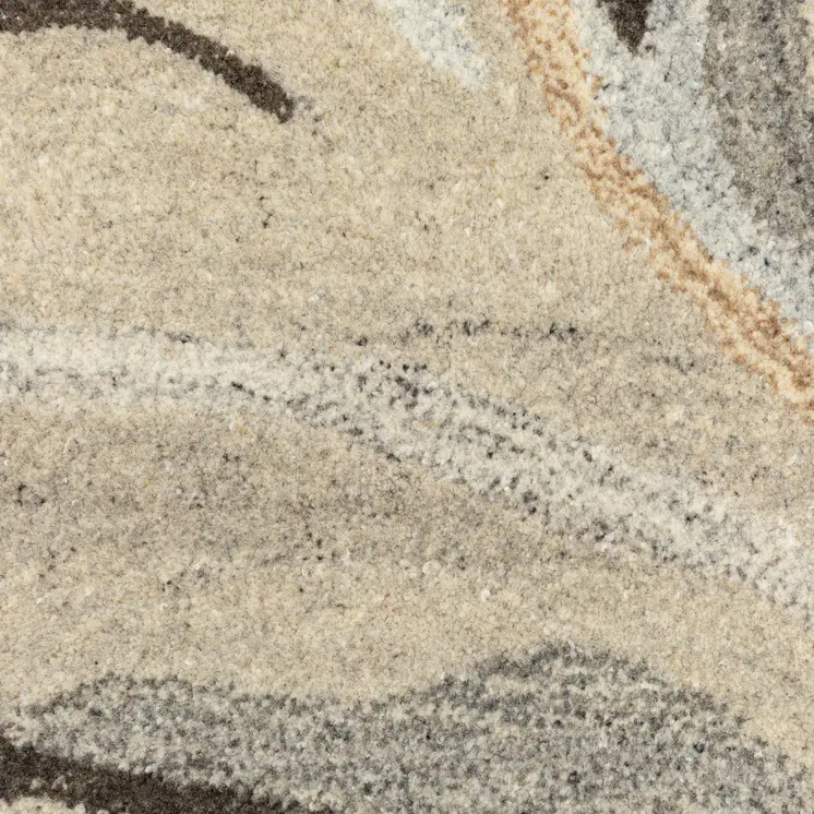 5' X 8' Beige And Charcoal Wool Abstract Hand Tufted Area Rug