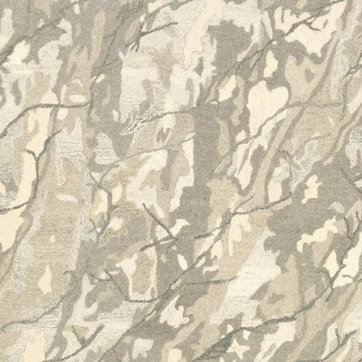 5' X 8' Beige And Ivory Wool Abstract Hand Tufted Area Rug