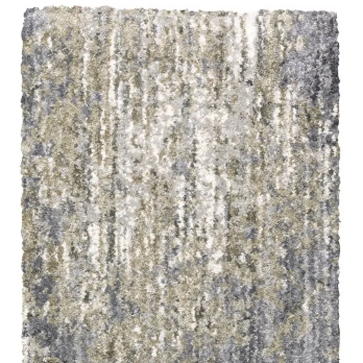 8' Gray And Ivory Abstract Shag Runner Rug