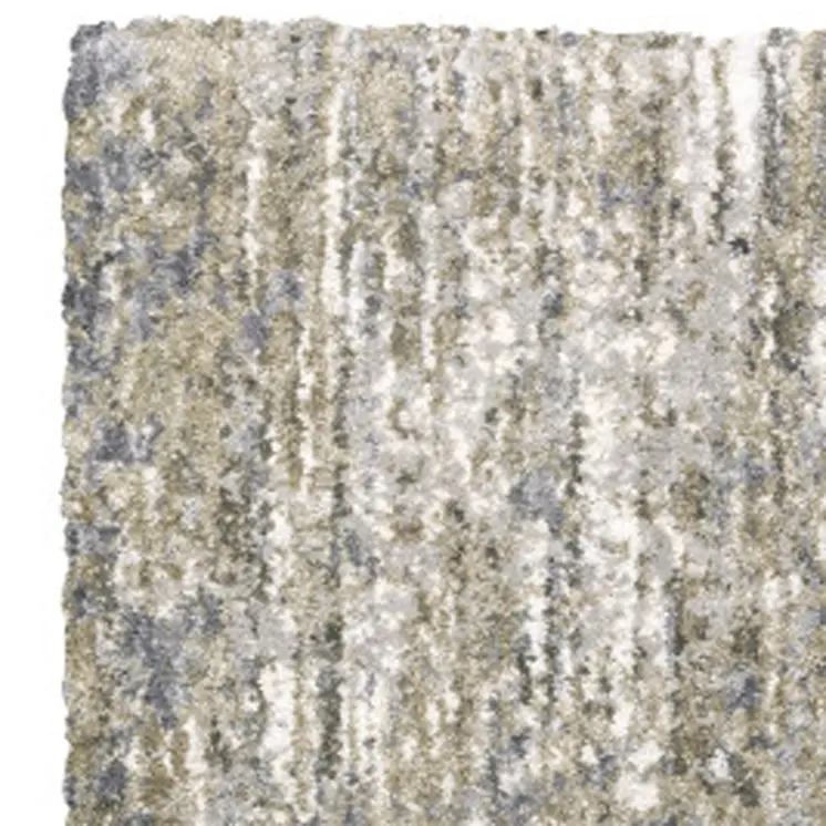 8' Gray And Ivory Abstract Shag Runner Rug