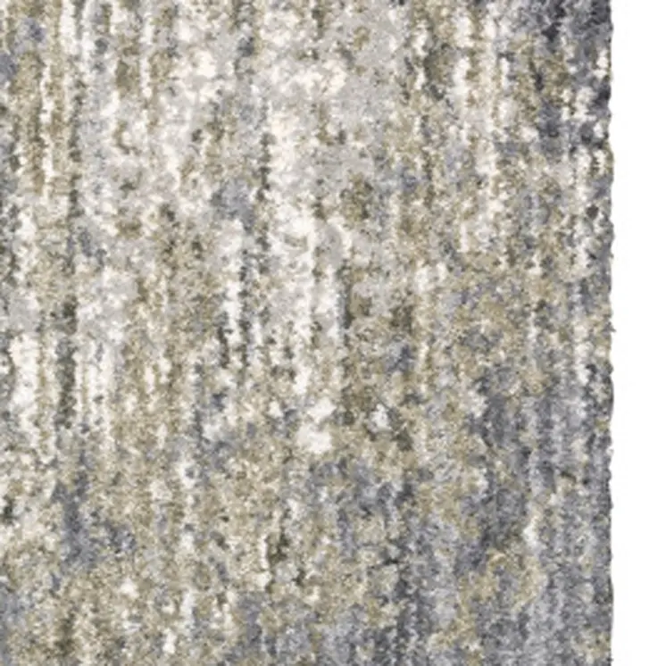 8' Gray And Ivory Abstract Shag Runner Rug
