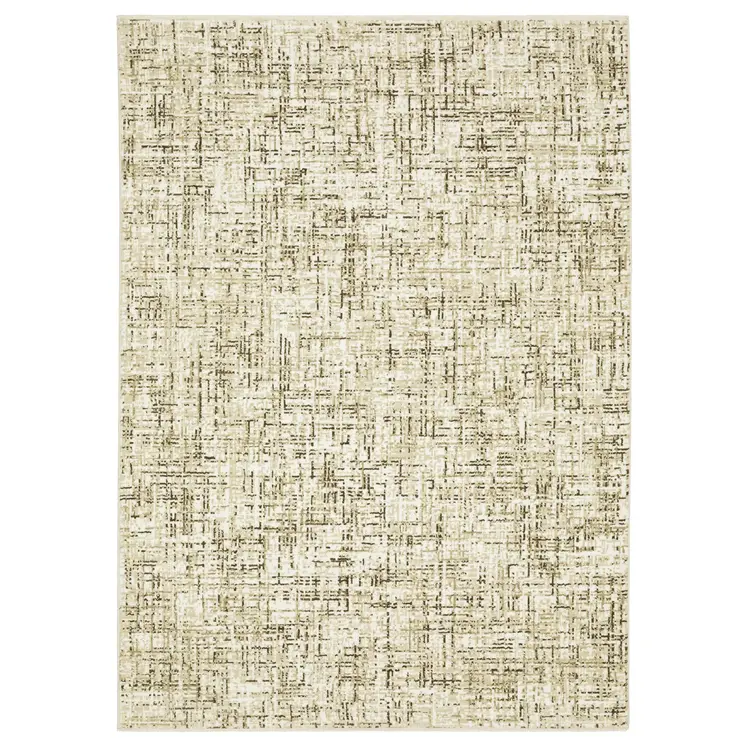 8' X 11' Ivory And Brown Abstract Area Rug