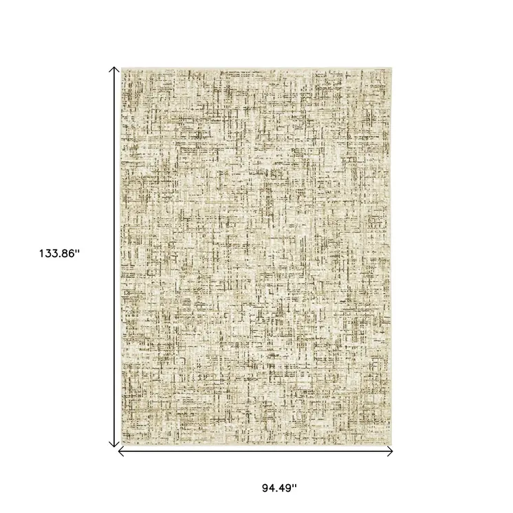 8' X 11' Ivory And Brown Abstract Area Rug