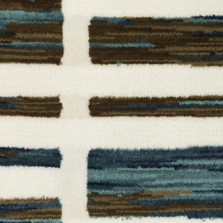 8' X 11' Ivory And Blue Geometric Area Rug