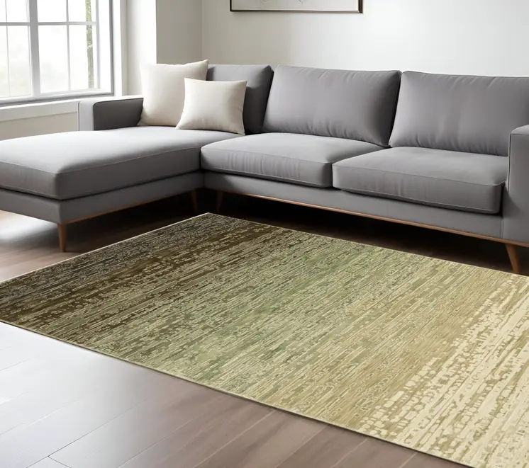 8' X 11' Beige And Brown Abstract Area Rug