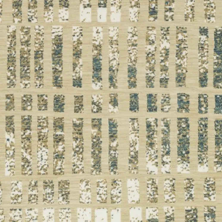 8' X 11' Beige And Blue Geometric Area Rug