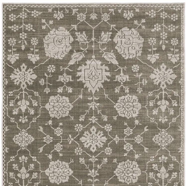 8' X 11' Gray And Light Gray Oriental Area Rug