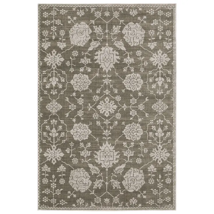 8' X 11' Gray And Light Gray Oriental Area Rug
