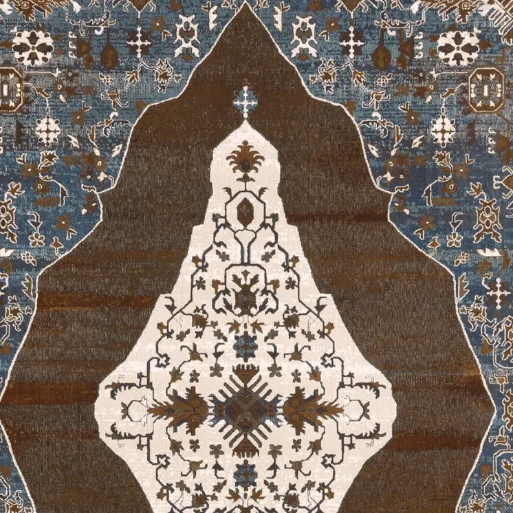 8' X 11' Gray And Blue Medallion Area Rug