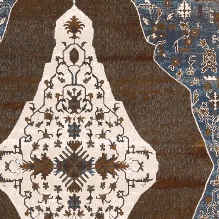 8' X 11' Gray And Blue Medallion Area Rug