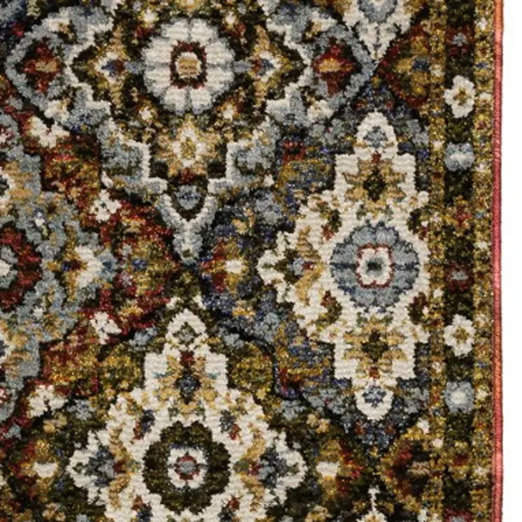 8' Red Brown And Orange Medallion Runner Rug