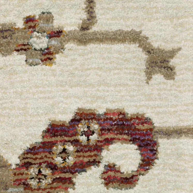 8' Ivory Gray And Light Blue Oriental Round Rug