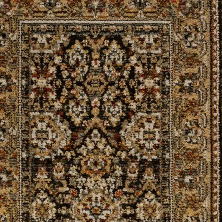 8' Brown And Gold Oriental Runner Rug