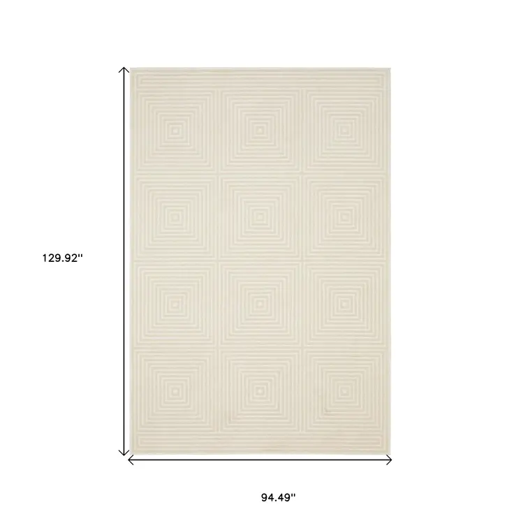 8' X 11' Ivory And Beige Geometric Area Rug