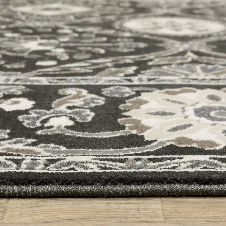 8' X 11' Charcoal And Gray Oriental Area Rug
