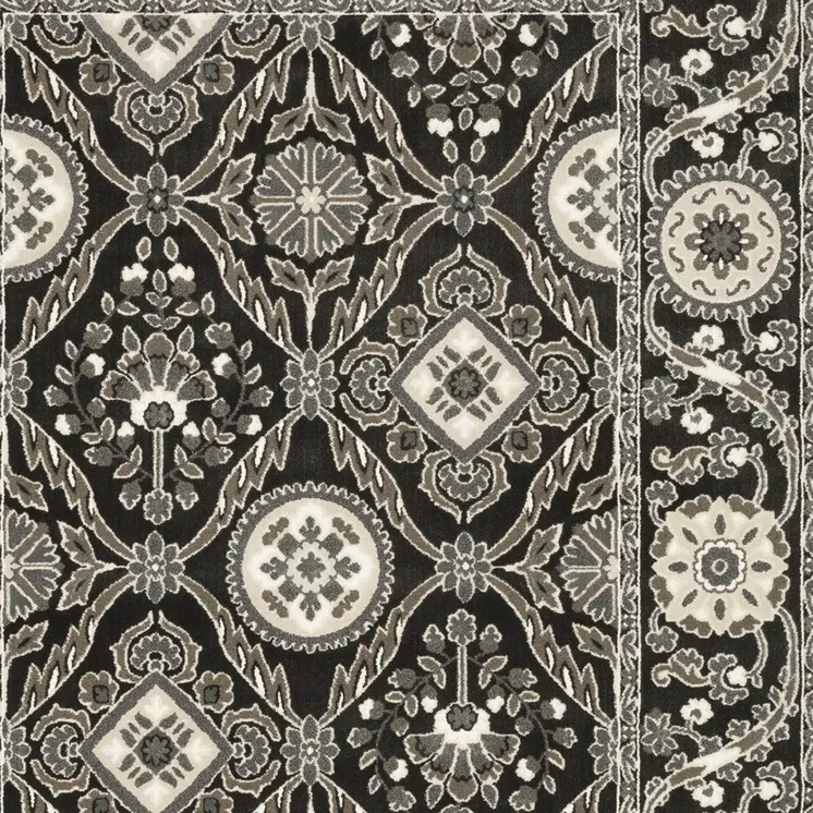 8' X 11' Charcoal And Gray Oriental Area Rug