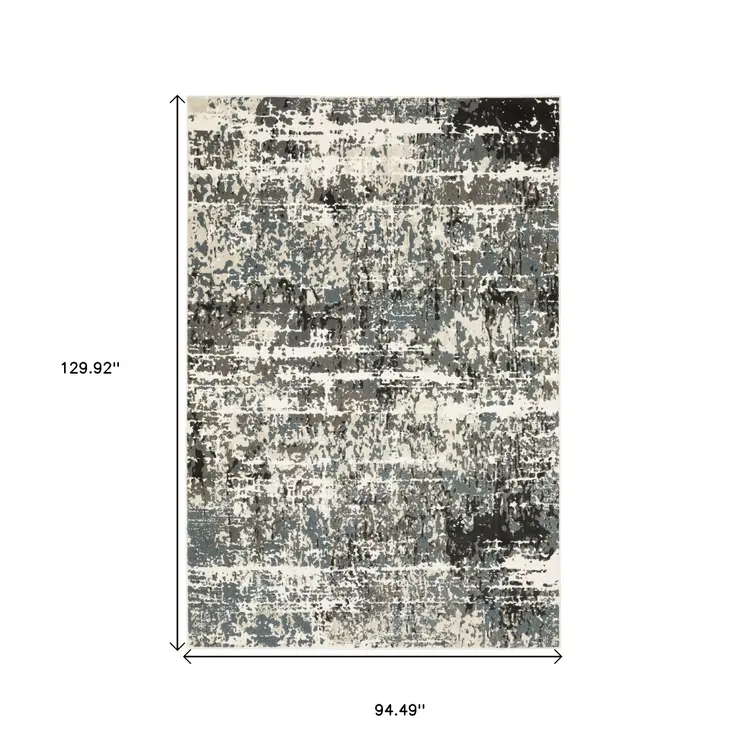 8' X 11' Ivory And Gray Abstract Area Rug