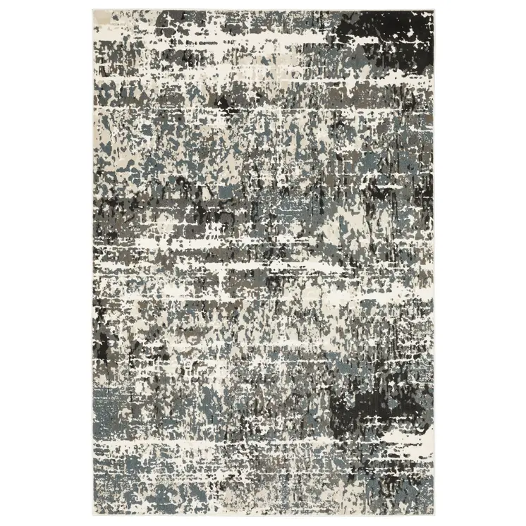8' X 11' Ivory And Gray Abstract Area Rug