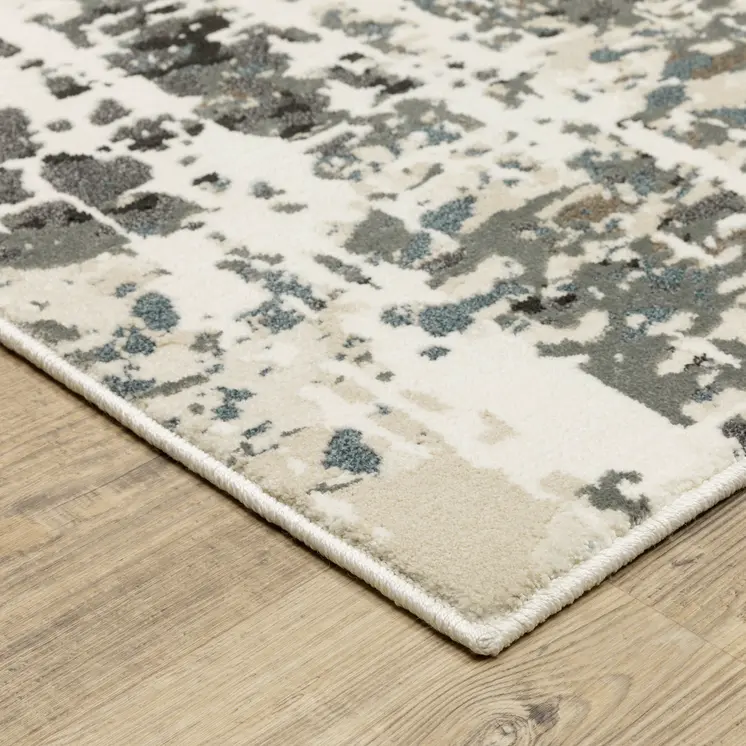 8' X 11' Ivory And Gray Abstract Area Rug