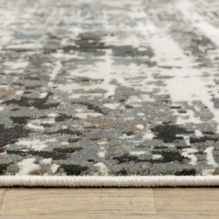 8' X 11' Ivory And Gray Abstract Area Rug